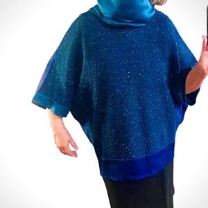 Jewel-Tone ELIE TAHARI XL/TG On-Trend Funnel Neck 3/4 Dolman-Sleeved Women's Top